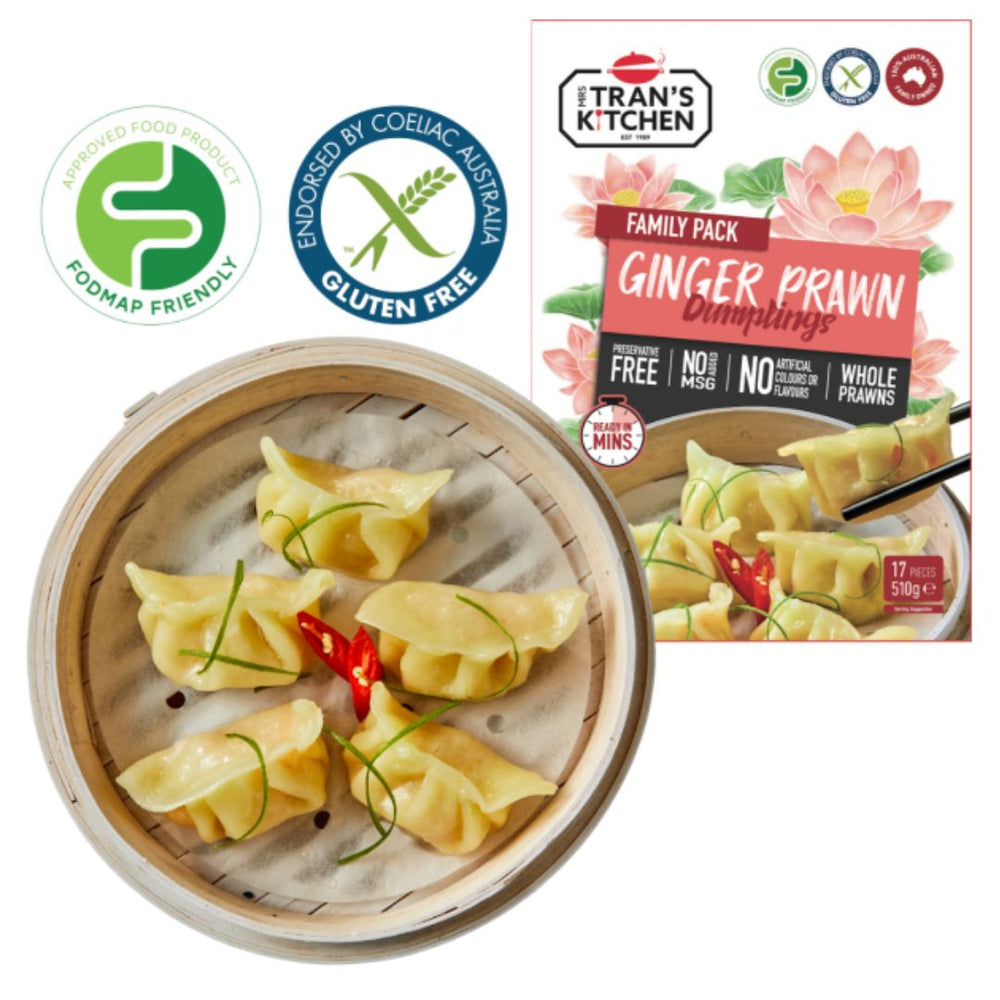 Mrs. Tran’s Kitchen Ginger Prawn Dumplings Gluten Free (510g) - FROZEN PRODUCT, VIC PICKUP