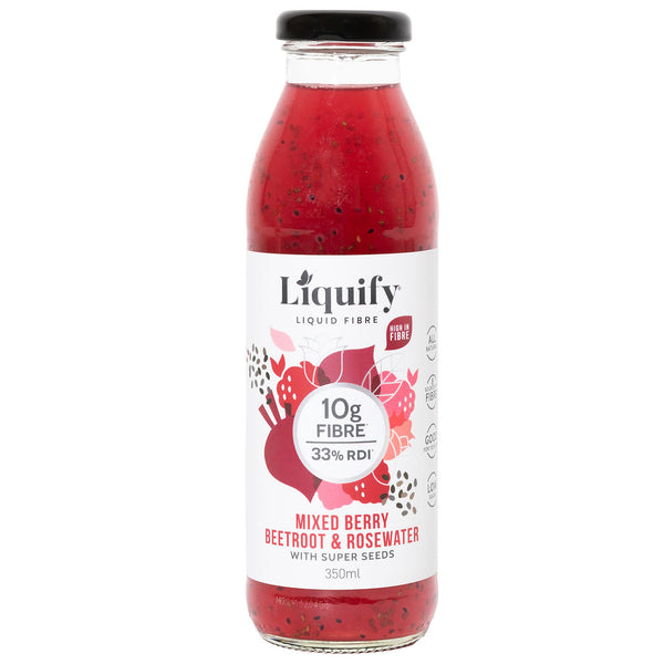 Liquify Drinks Prebiotic Low FODMAP Mixed Berry, Beetroot & Rosewater (350ml)