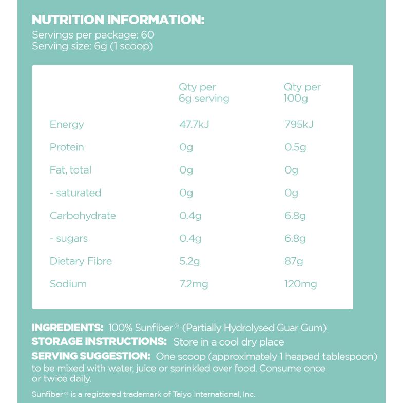 Happy Belly Fibre Partially Hydrolyzed Guar Gum - PHGG (360g)