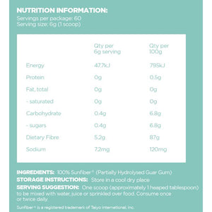 Happy Belly Fibre Partially Hydrolyzed Guar Gum - PHGG (360g)