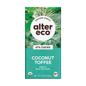 Alter Eco Organic Chocolate Dark Salted Coconut Toffee (80g)