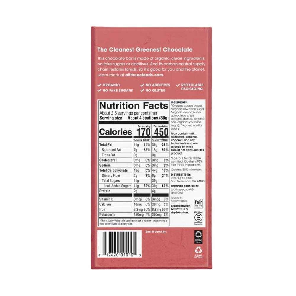 Alter Eco Organic Chocolate Deep Dark Quinoa Crunch (80g)