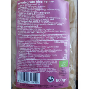 Amisa Organic Gluten Free Wholegrain Rice Penne (500g)