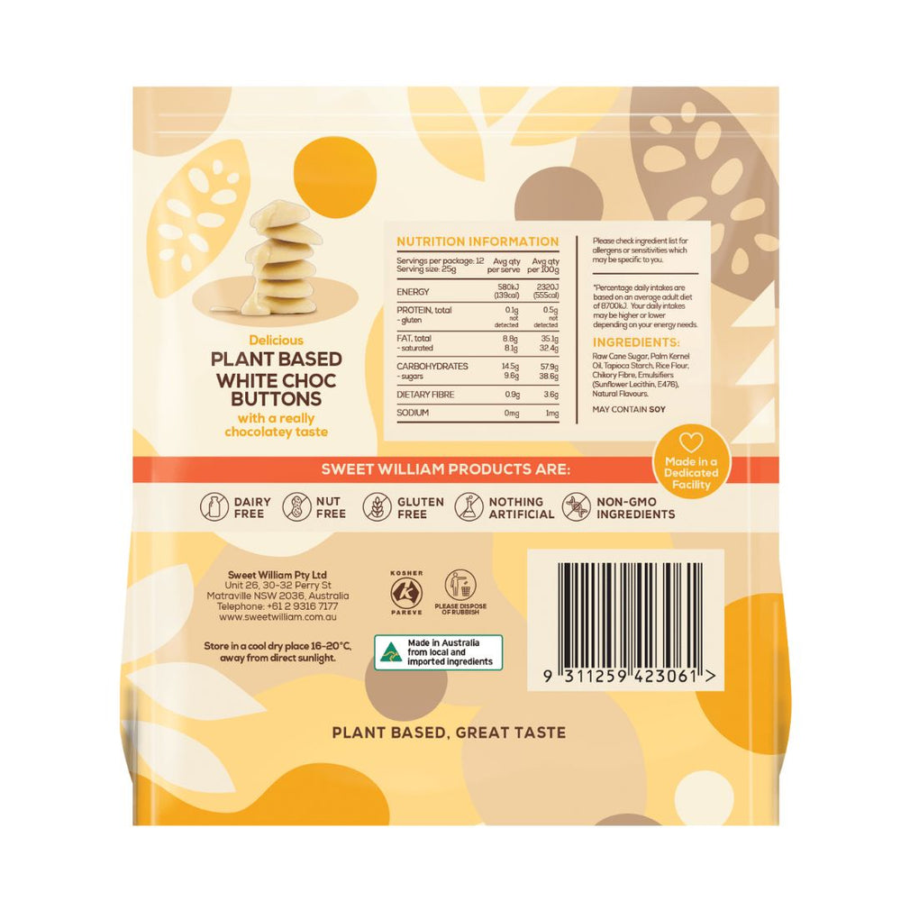 Sweet William White Choc Buttons (300g)  - NEW RECIPE!