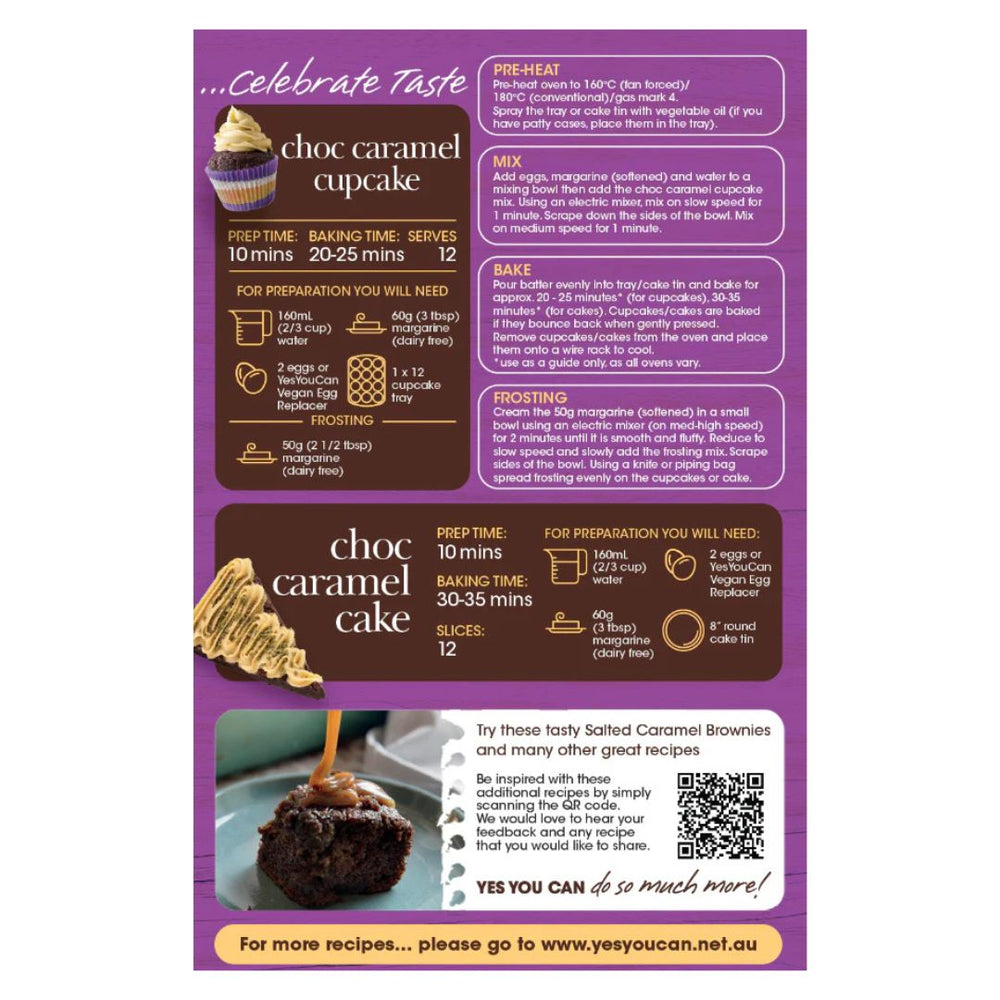 YesYouCan Choc Caramel Cupcake Mix (450g)