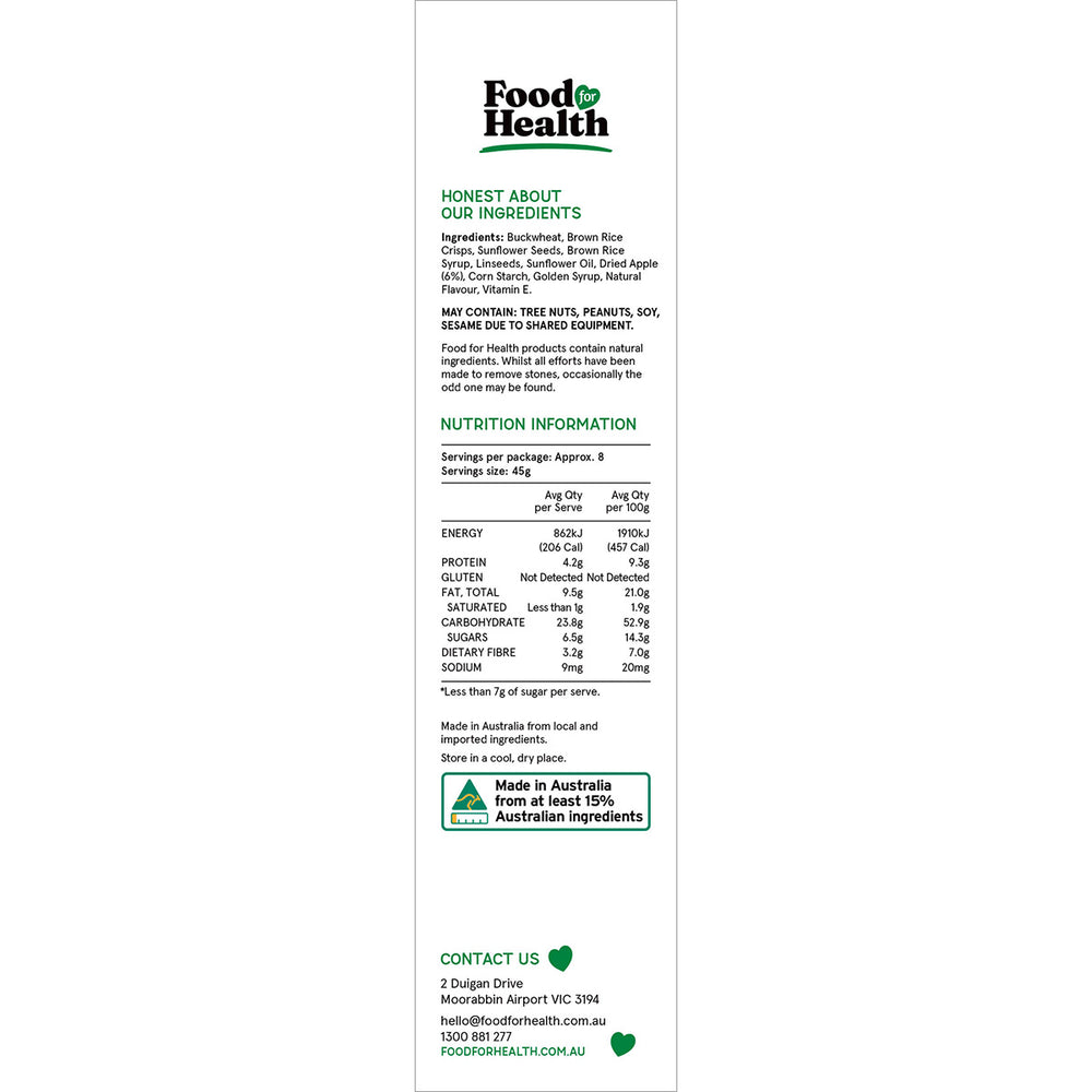 Food for Health Gluten Free Granola - Caramelised Apple Crumble (400g)
