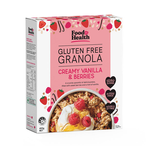 Food for Health Gluten Free Granola - Creamy Vanilla & Berries (400g)