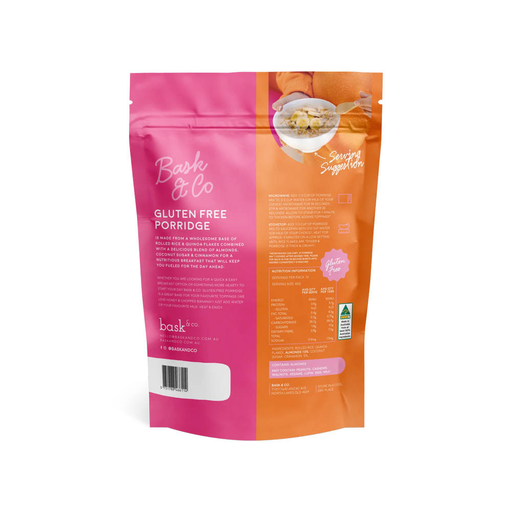 Bask & Co. Gluten Free Porridge - Almond & Cinnamon (400g)