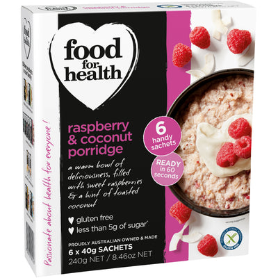 Food for Health Raspberry & Coconut Porridge (6 x 40g Sachets)