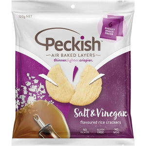 Peckish Rice Crackers Salt & Vinegar 6 Pack (120g)