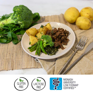We Feed You Beef w/ Roast Potatoes, Mustard Green Vegetables & Almonds (370g) - FROZEN VIC PICKUP