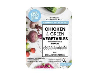 We Feed You Chicken & Green Vegetables w/ Rice Noodles & Peanuts (350g)  - FROZEN PRODUCT PICKUP ONLY
