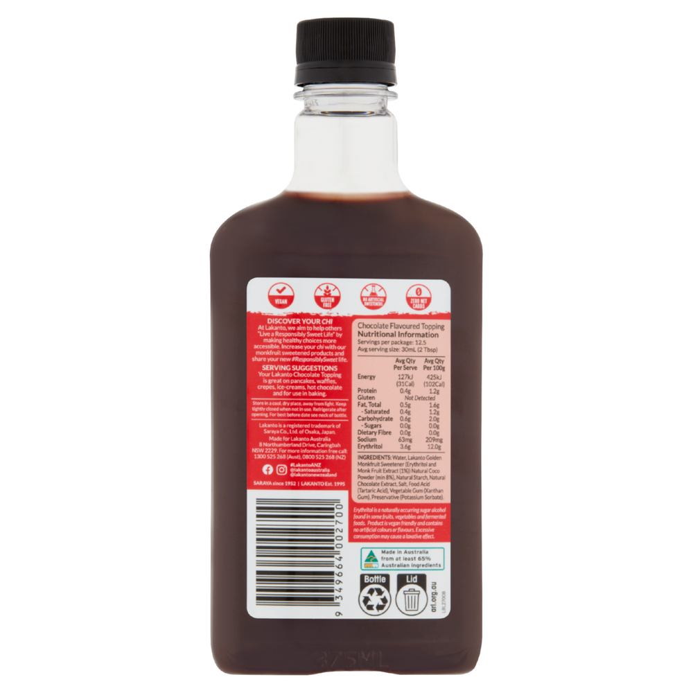 LAKANTO Chocolate Flavoured Topping
Monkfruit (Sweetener 375ml)