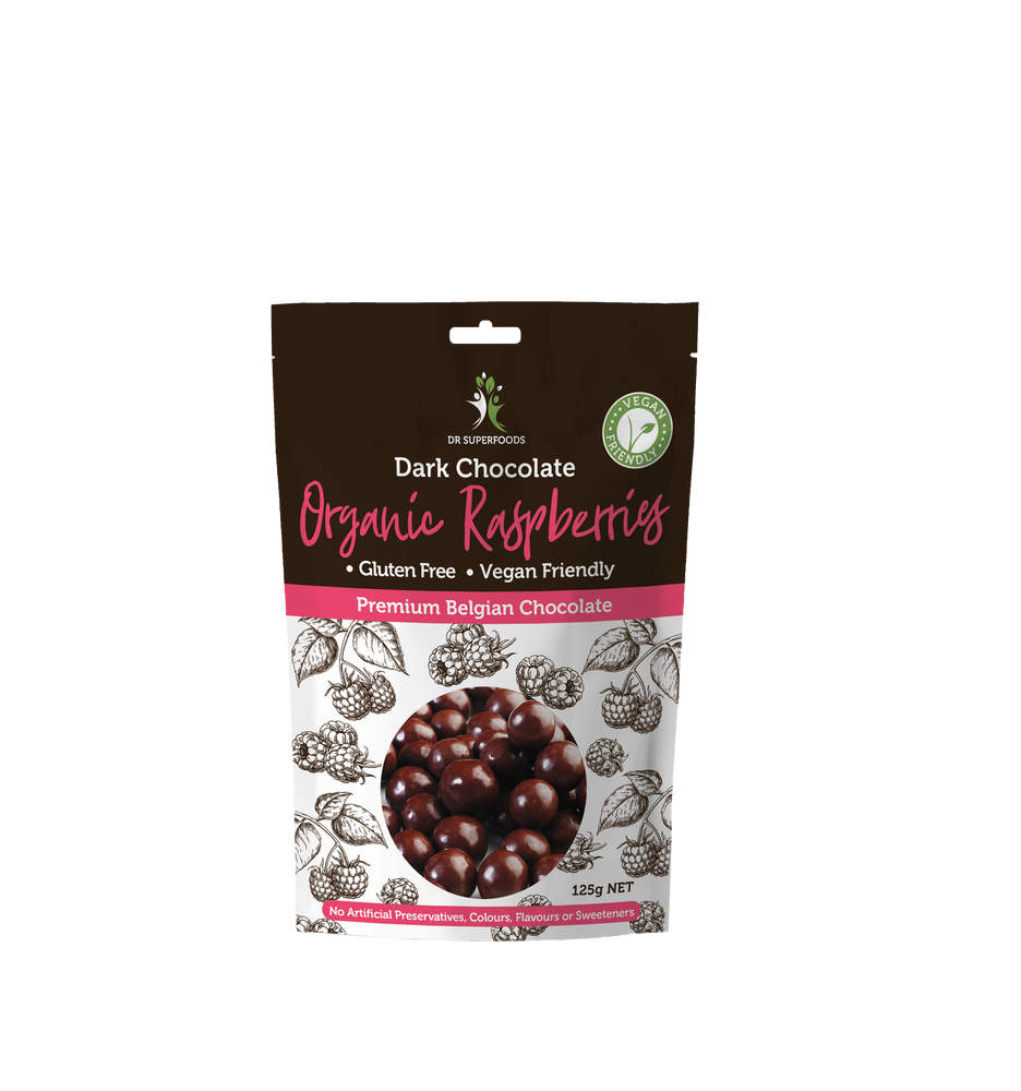 Dr Superfoods Dark Chocolate Organic Raspberries (125g)