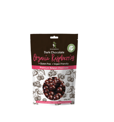 Dr Superfoods Dark Chocolate Organic Raspberries (125g)