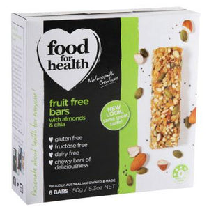 Food for Health Fruit Free Bars with Almonds & Chia (6 Bars, 150g)