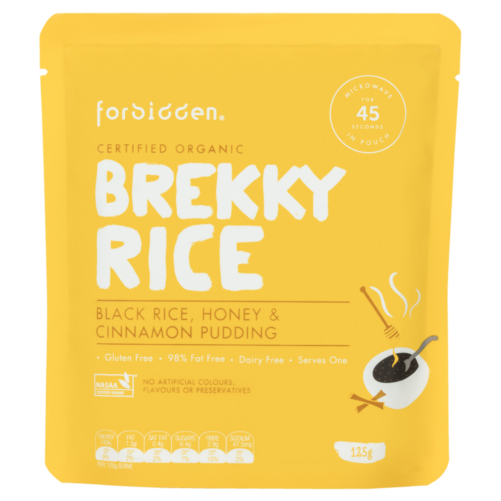 Forbidden Foods Brekky Rice - Black Rice, Honey & Cinnamon Organic Instant Rice Pudding (125g)