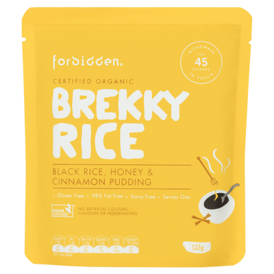 Forbidden Foods Brekky Rice - Black Rice, Honey & Cinnamon Organic Instant Rice Pudding (125g)