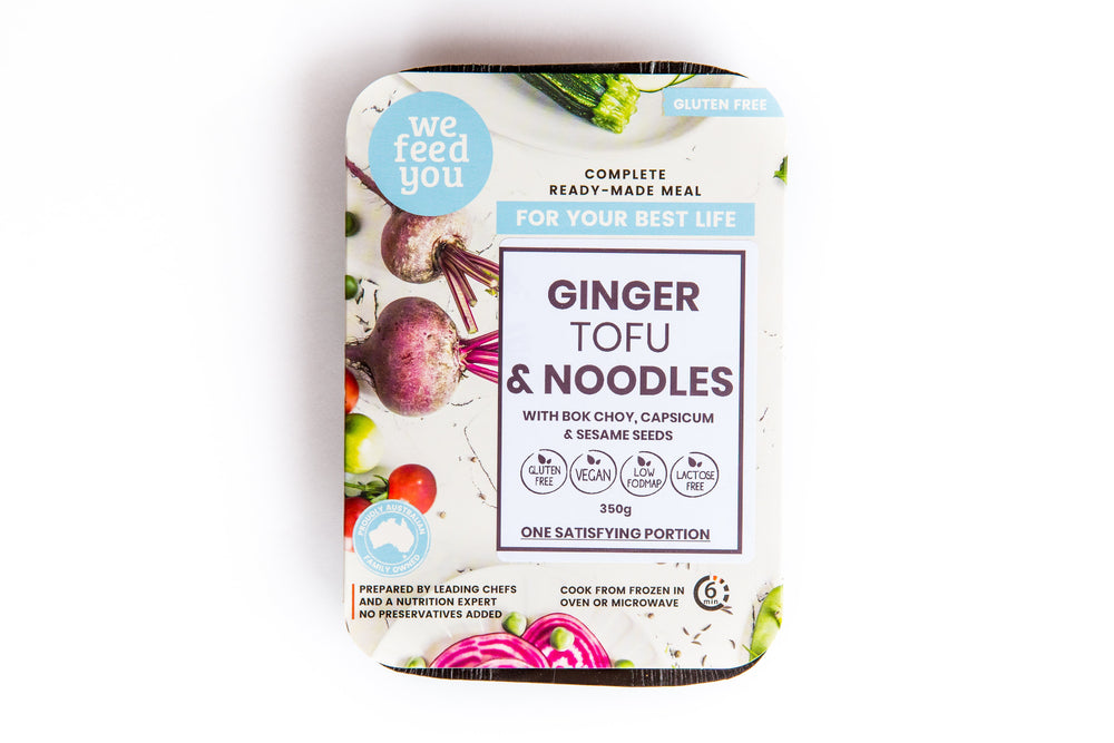 We Feed You Ginger Tofu w/ Red Capsicum, Bok Choy & Vermicelli Noodles (350g) - FROZEN PRODUCT - DELIVERY ONLY