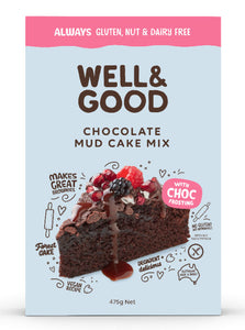 Well & Good Choc Mud Cake Mix + Choc Frosting (475g)