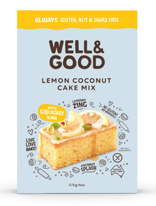 Well & Good Lemon Coconut Cake with Goji Berry Icing (475g)