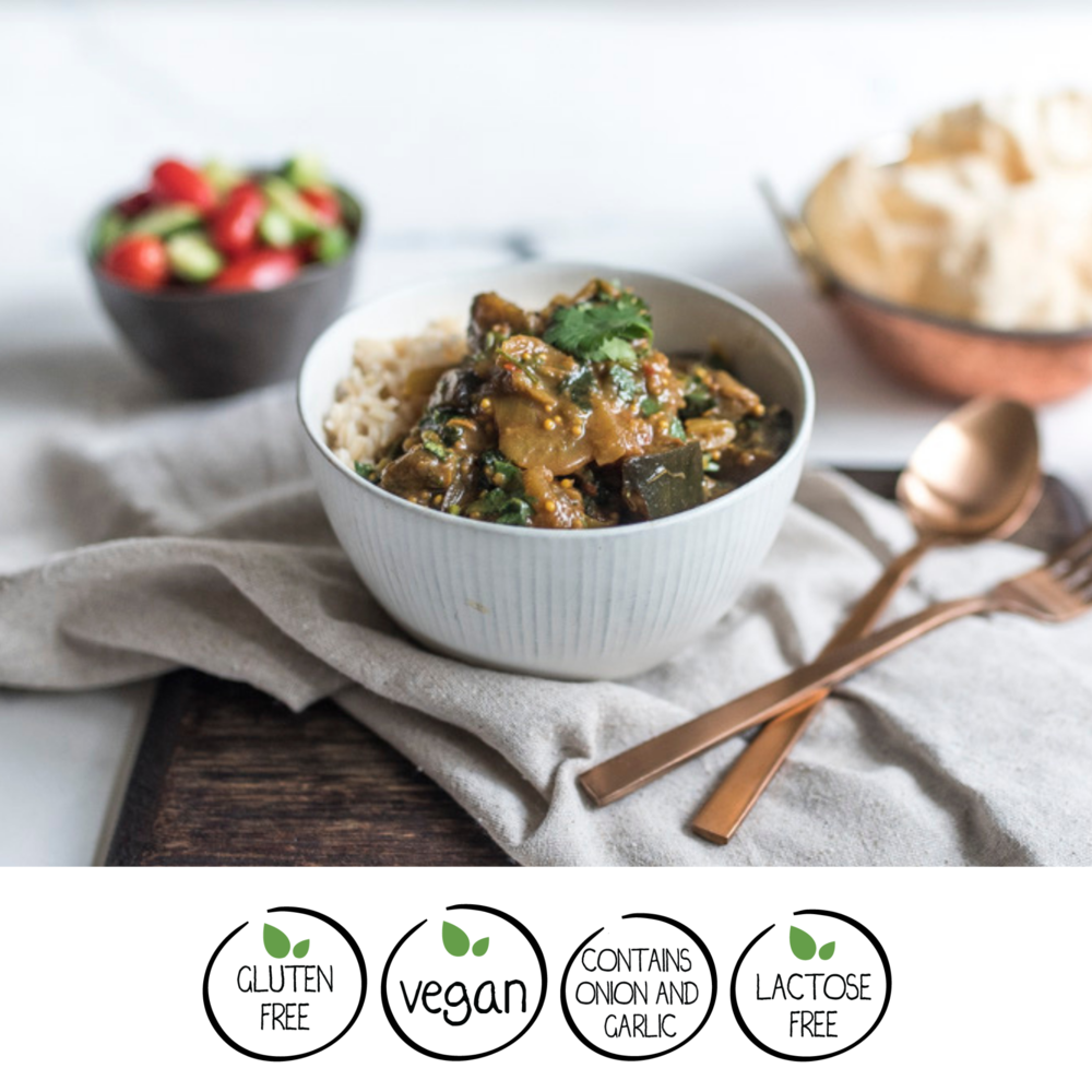 We Feed You Tamarind Eggplant Curry w/ Cherry Tomatoes & Brown Rice - FROZEN PRODUCT - DELIVERY ONLY