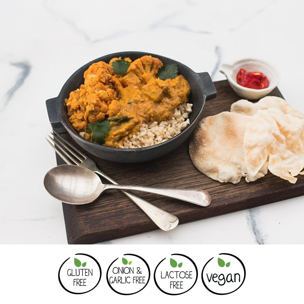 We Feed You Pumpkin & Lentil Dahl w/ Spinach, Yoghurt & Spiced Cauliflower - FROZEN PRODUCT - DELIVERY ONLY