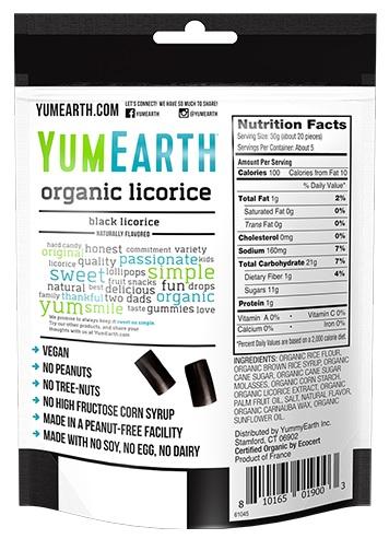 Yum Earth Organic Gluten Free Black Licorice (142g)