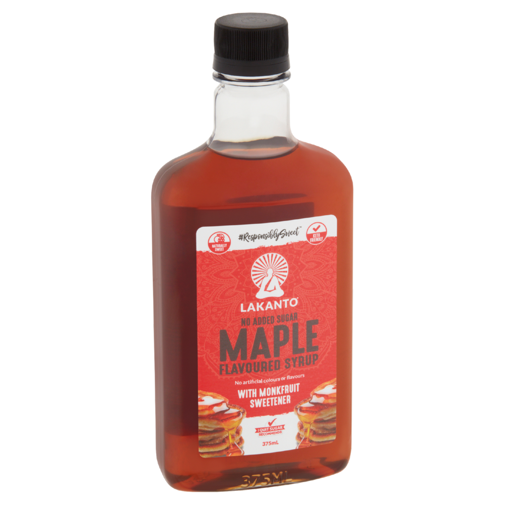 LAKANTO Maple Flavoured Syrup with Monkfruit Sweetener (375ml) 