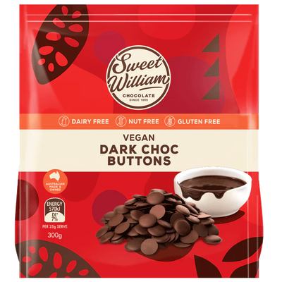 Sweet William Dark Choc Buttons (300g) - NEW RECIPE!
