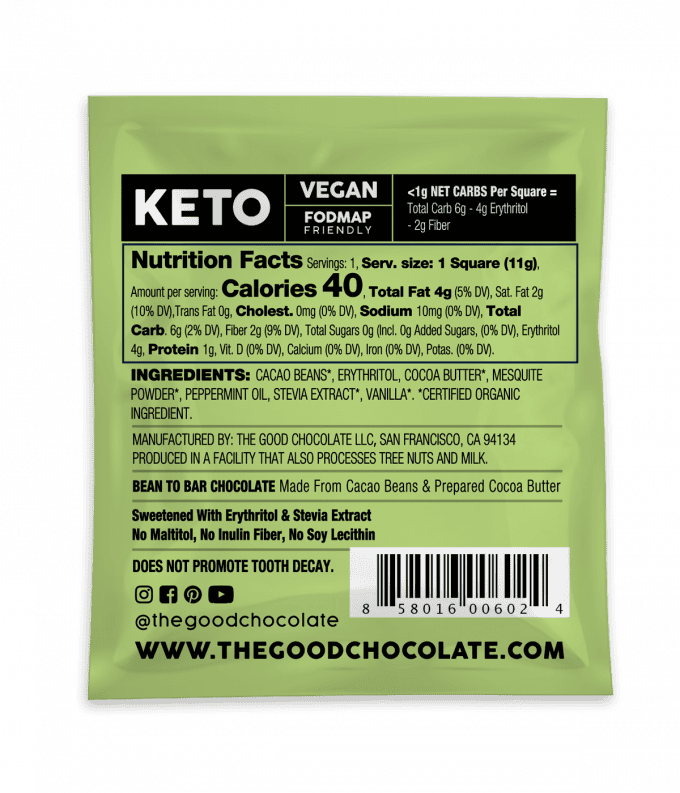 The Good Chocolate Mint Chocolate Square (11g)