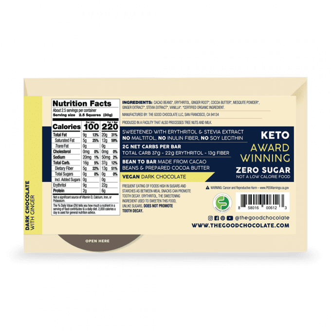 The Good Chocolate Ginger Chocolate Bar (70 g)