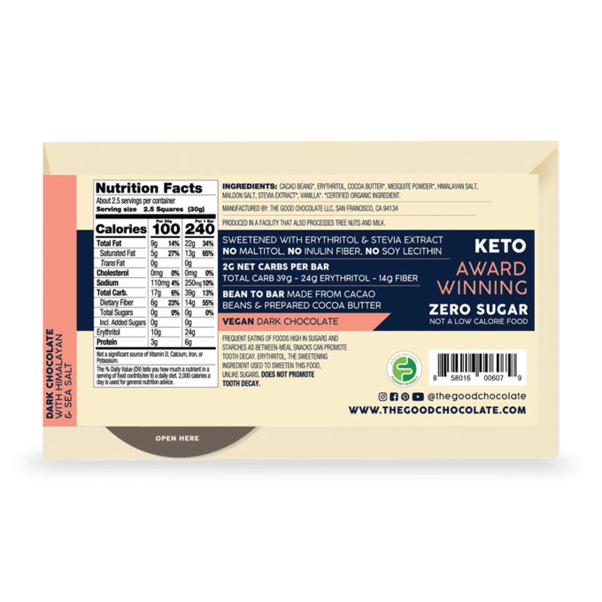 The Good Chocolate Himalayan Salt Chocolate Bar (70 g)