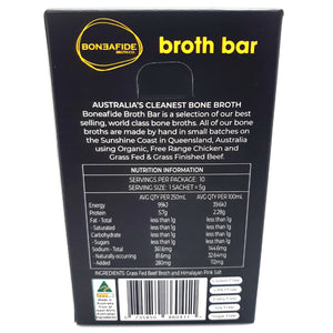 Boneafide Broth Co. 'Broth Bar' - Grass Fed Beef and Himalayan Pink Salt (Pack of 10)