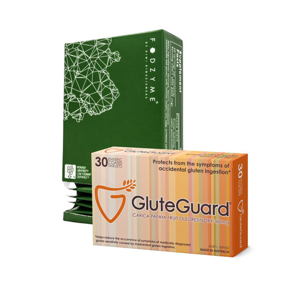 The Gluten & FODMAP Digesting Duo Pack - ON THE GO KIT (30 Sachets Fodzyme, 30 Tablets Gluteguard)