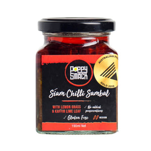 Poppy Smack Hot and Spicy Siam Chilli Sambal (190ml)
