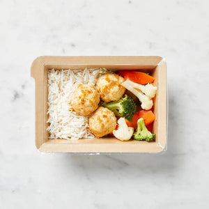 Dineamic Sweet Thai Chicken Meatballs with Rice & Steamed Vegetables (340g, 1 Serve) - FRESH PRODUCT, ONLINE ORDERS ONLY