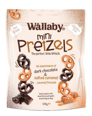 Wallaby Mini Pretzels - Dark Chocolate & Salted Caramel (120g)