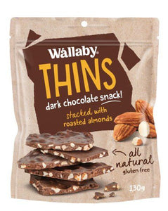 Wallaby Thins Dark Chocolate Almond (130g)