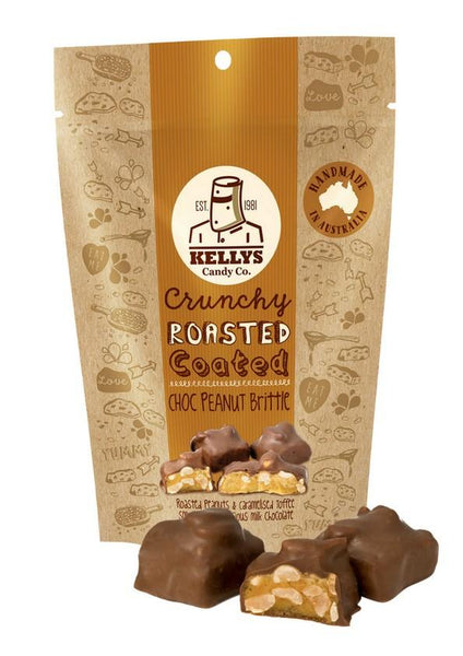 Kellys Candy Co Pouch Choc Peanut Brittle (200g)