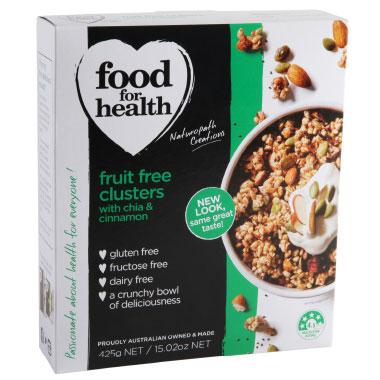 Food for Health Chia & Cinnamon Fruit Free Clusters (425g)