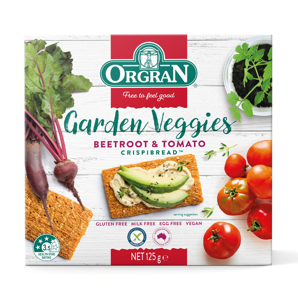 Orgran Garden Veggies Beetroot and Tomato Crispbread (125g)