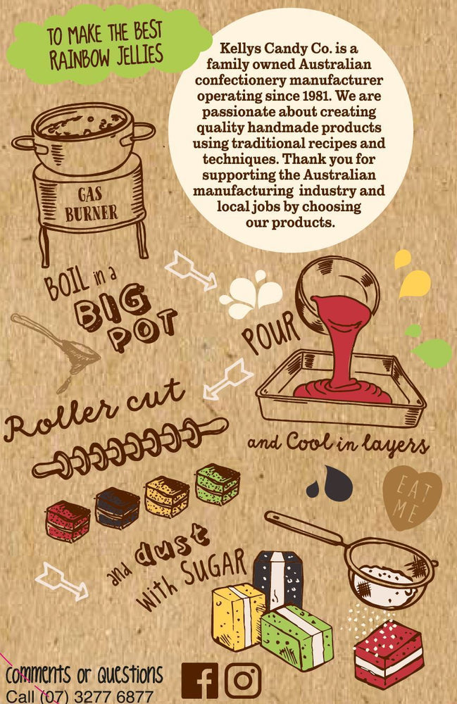 Kellys Candy Co Pouch Rainbow Jellies (250g)